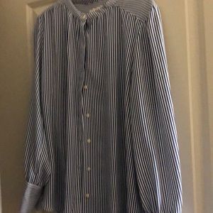 Long sleeve blouse blue& white stripe size XL from Loft